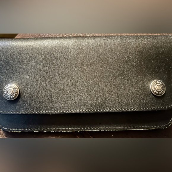 Black Leather LEVI chain wallet w/o chain - Picture 1 of 7